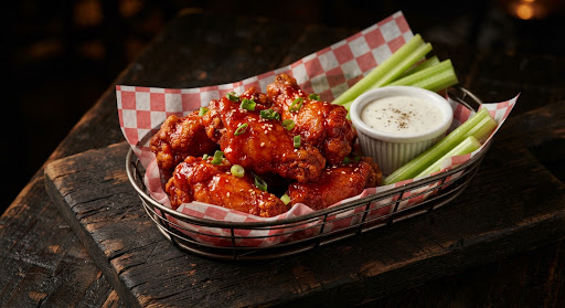 Buffalo wings served with dipping sauce