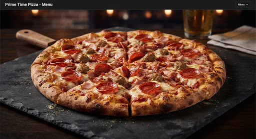 Meat-topped pizza fresh from the oven